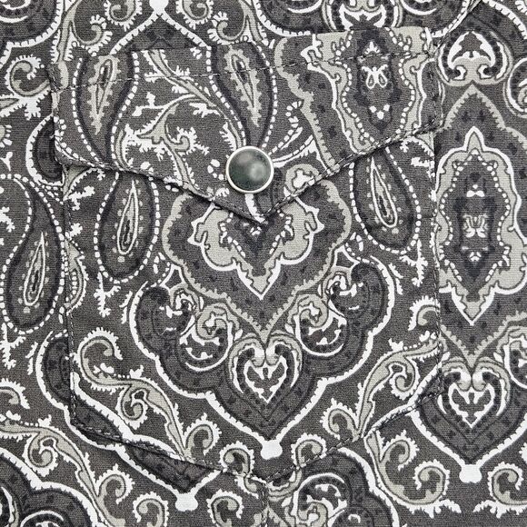 Panhandle Slim Western Shirt Womens Medium M Black Paisley‎ Pearl Snap - Picture 5 of 7
